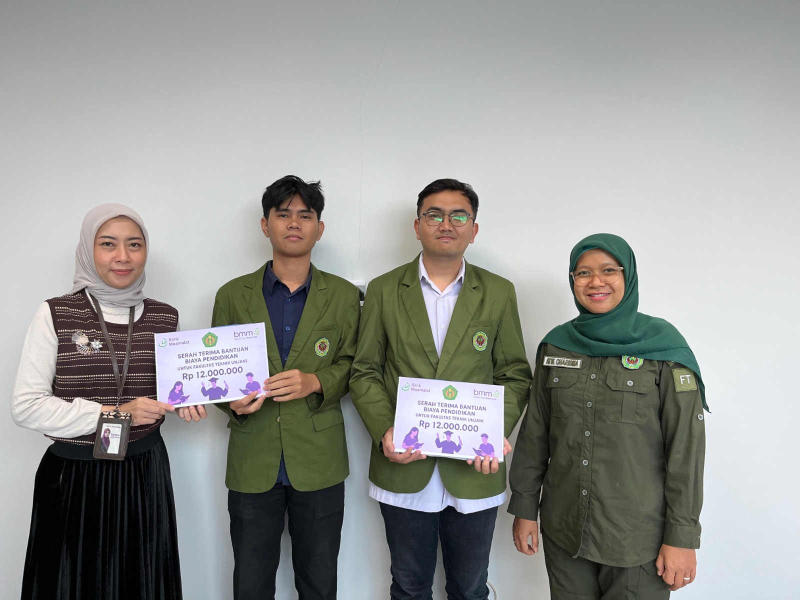 Dua Mahasiswa Teknik Elektro Unjani Kembali Meraih Bantuan Biaya Pendidikan dari Bank Muamalat Tahun 2024